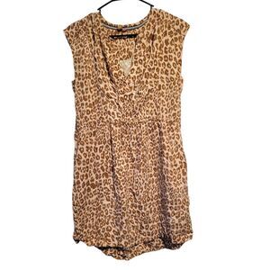 Anthropologie Pilcro Zahar Leopard Animal Print V-neck Casual Tunic Dress Size S